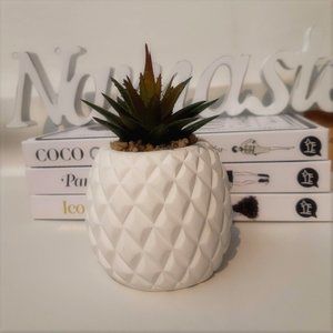 BOUCLAIR Free with $50+ Purchase-Faux Succulent In White Matt Ceramic Pi…